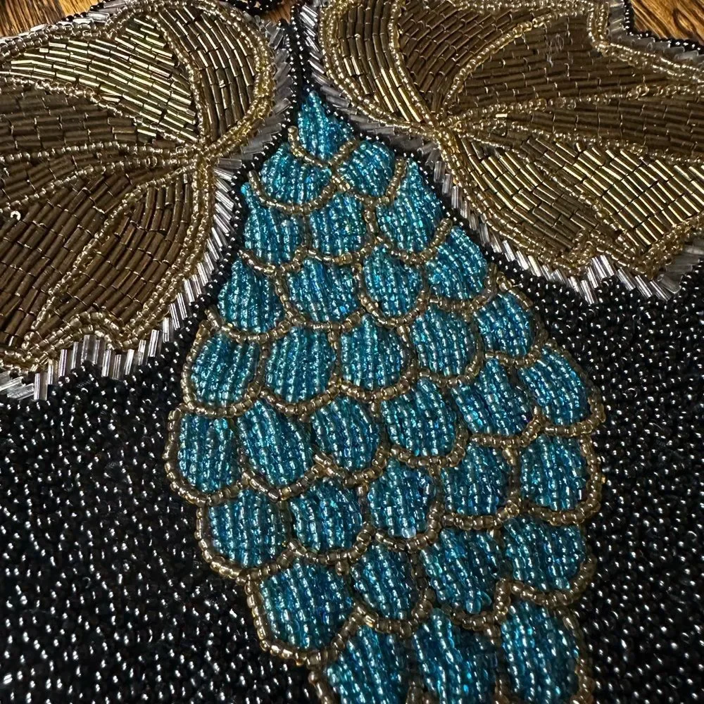 1960’s Era Vintage Rare Hand Beaded bag and strap. Grapes with leaves - Picture 2 of 7